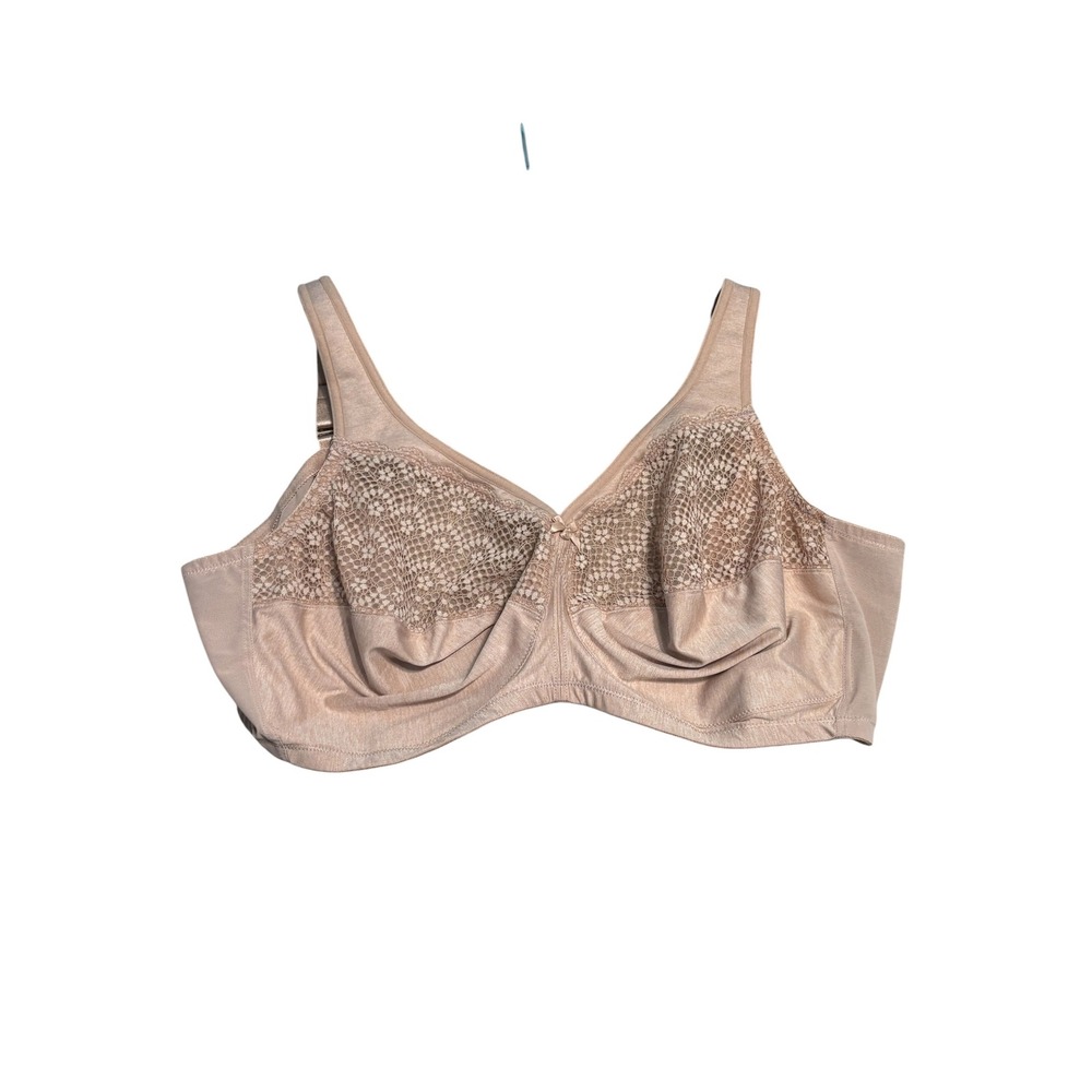 Glamorise MagicLift Bra Women 48F Beige Lace Full Figure Support 1064 Adjustable